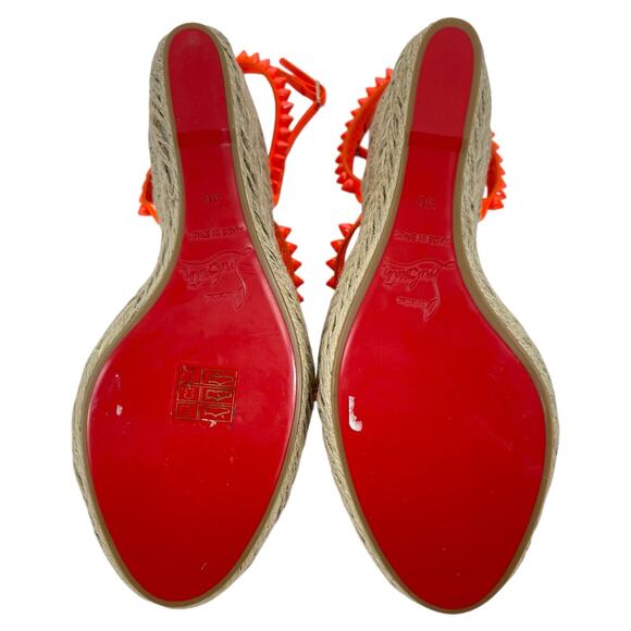 Christian Louboutin Mafaldina Zeppa 120 Wedge Sandal Orange Size 40 - Picture 9 of 15